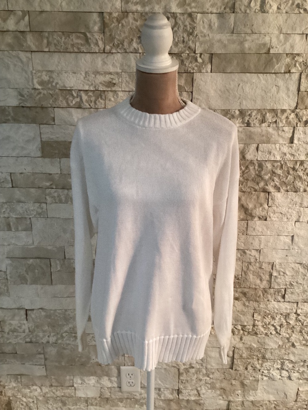 NWT DONNI White Cotton Knit Crewneck Pullover Sweater XS